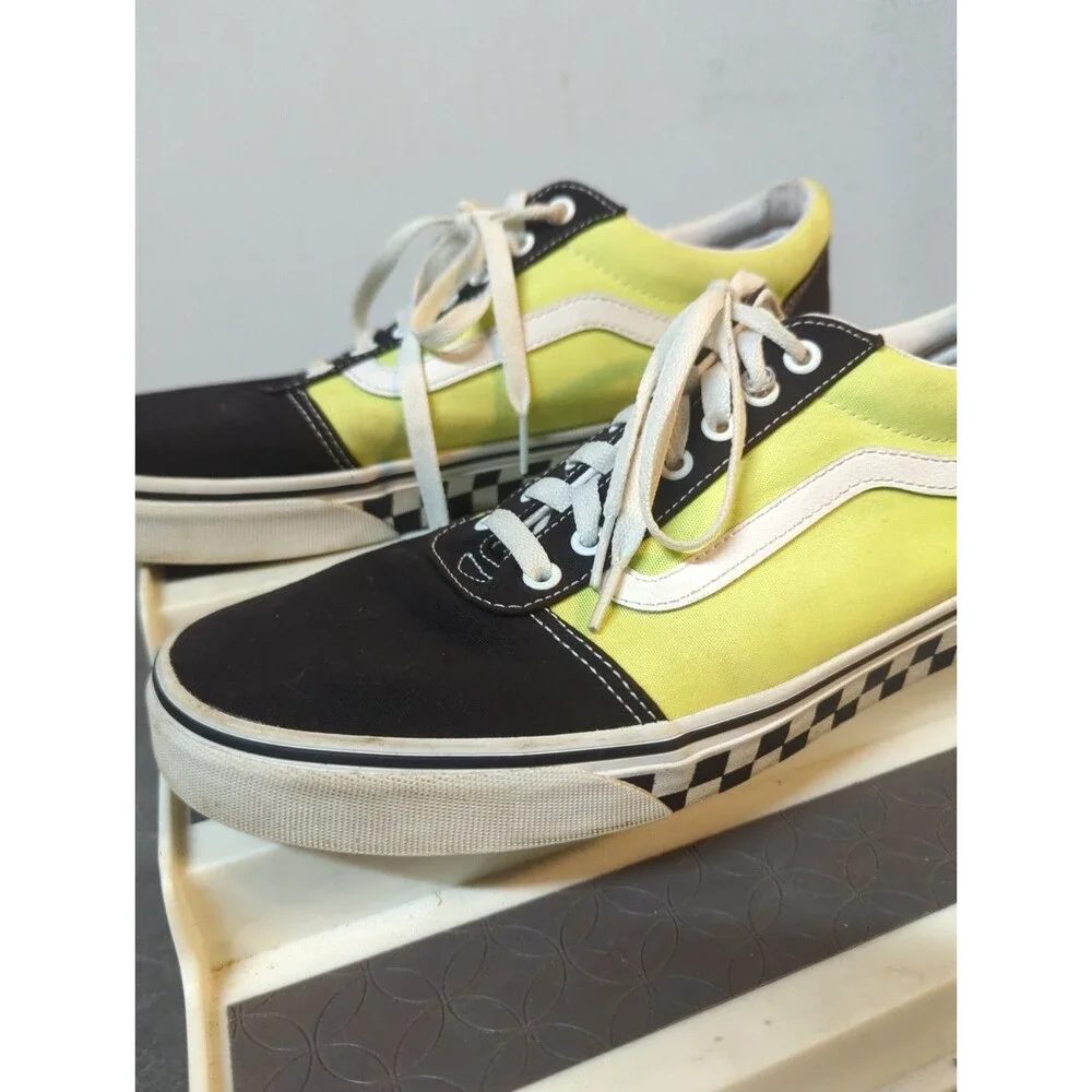 Vintage Vans Tennis Shoe Size 1Men’s US Checkered Sole W/ Lime Green/Yellow
